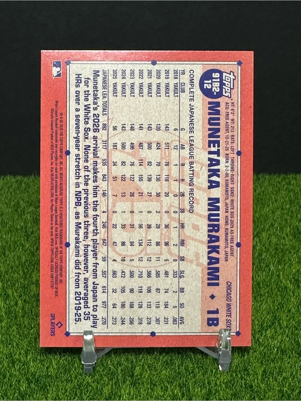 2026 Topps Series 2 1991 Blue Parallel White Sox (RC) Munetaka Murakami 18/150